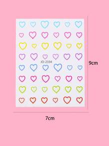 Nail Art Macaron, Heart, Star Stickers - Thin, Waterproof And Sticky Decorative Adhesive For Nail Decoration - Multicolor - View 3