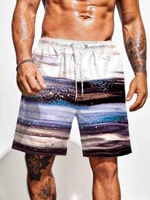 Surfspeed 男士條紋圖案腰部抽繩泳褲 - 彩色 - 查看 1