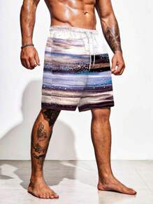 Surfspeed 男士條紋圖案腰部抽繩泳褲 - 彩色 - 查看 3