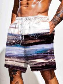 Surfspeed 男士條紋圖案腰部抽繩泳褲 - 彩色 - 查看 5