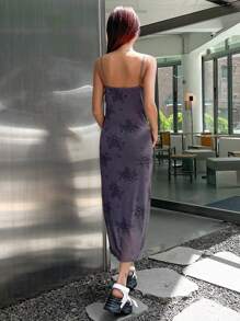 DAZY Floral Print Cami Dress - Violet Purple - View 3