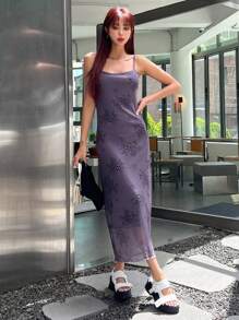 DAZY Floral Print Cami Dress - Violet Purple - View 4