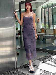 DAZY Floral Print Cami Dress - Violet Purple - View 7