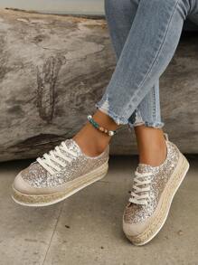 Giày cao gót có dây buộc lấp lánh cho nữ - Vàng - Xem 1