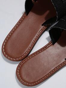 Châu Âu và Mỹ Plus Size Ladies' Cowboy Flat Thoải mái Dép - màu đen - Xem 7