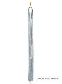 5入組長款直筒合成纖維接髮 - 銀色 - 查看 3