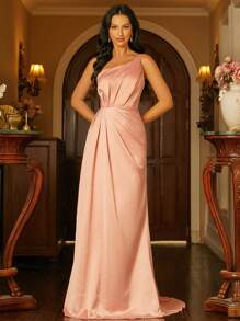 Missord 單肩褶邊及地正式連衣裙