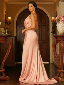 Missord 單肩褶邊及地正式連衣裙