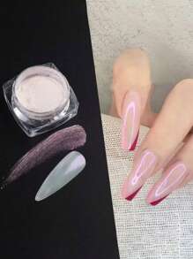 珠光极光美甲粉，1 盒白色闪光婚礼新娘美甲设计极光摩擦粉镜面美甲颜料粉 DIY 美甲饰品美甲宝石美甲用品 - 彩色 - 查看 2