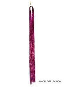 5 Chiếc Tóc Dài Thẳng Lấp Lánh Sáng Bóng Tinsel Rainbow Lụa Tổng Hợp Tóc - Màu Hoa oải hương tím - Xem 3