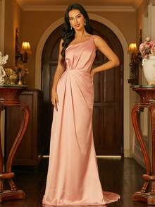 Missord 單肩褶邊及地正式連衣裙