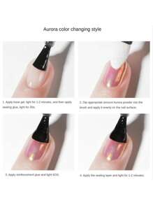 珠光极光美甲粉，1 盒白色闪光婚礼新娘美甲设计极光摩擦粉镜面美甲颜料粉 DIY 美甲饰品美甲宝石美甲用品 - 彩色 - 查看 6