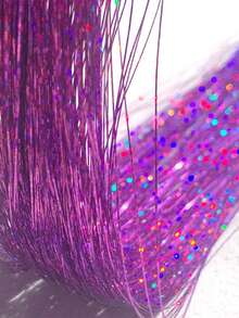 5 Chiếc Tóc Dài Thẳng Lấp Lánh Sáng Bóng Tinsel Rainbow Lụa Tổng Hợp Tóc - Màu Hoa oải hương tím - Xem 5