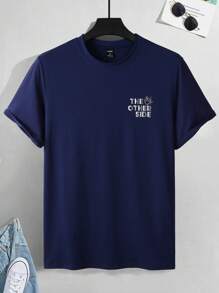 Manfinity Hypemode Men Figure & Slogan Graphic Tee - Navy Blue - View 2