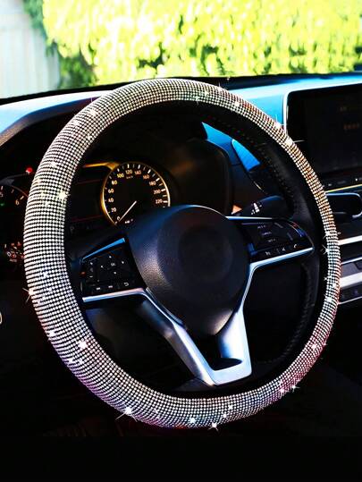 Cubierta del volante del coche con diseño de diamante de imitación