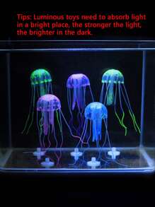 3pcs Random Color Silicone Luminescent Artificial Jellyfish Aquarium Decoration, Underwater Landscape Decor - Multicolor - View 9