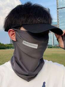 字母貼布冰絲防曬騎行口罩 - 深灰色 - 查看 1