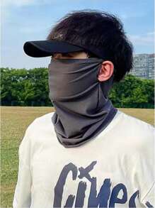字母貼布冰絲防曬騎行口罩 - 深灰色 - 查看 5