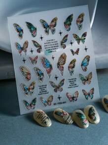 1sheet Multicolor Butterfly Pattern Nail Art Sticker Adhesive Nail Decoration Decals - Multicolor - View 1