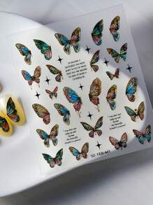 1sheet Multicolor Butterfly Pattern Nail Art Sticker Adhesive Nail Decoration Decals - Multicolor - View 3