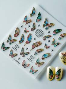 1sheet Multicolor Butterfly Pattern Nail Art Sticker Adhesive Nail Decoration Decals - Multicolor - View 4