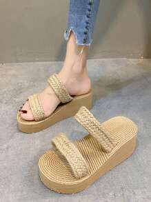 Women's Wedge Platform Sandals - Beige - View 1