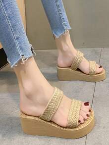 Women's Wedge Platform Sandals - Beige - View 2