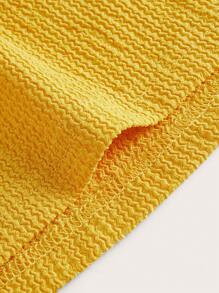 SHEIN ICON Dopamine Dressing Tie Back Off Shoulder Lettuce Trim Top - Yellow - View 4