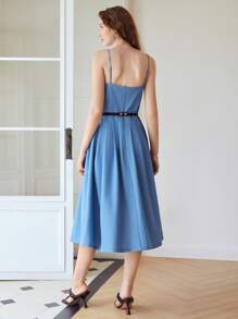 MOTF X Nour PREMIUM ÁO CAMI ROSETTE DÂY ĐAI - Màu xanh lam - Xem 7