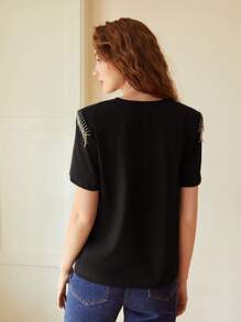 MOTF PREMIUM T-shirt met strass franjes