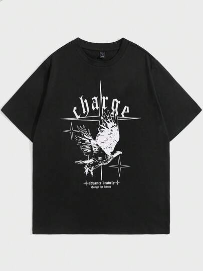 Goth Guys Eagle & Slogan Graphic Tee