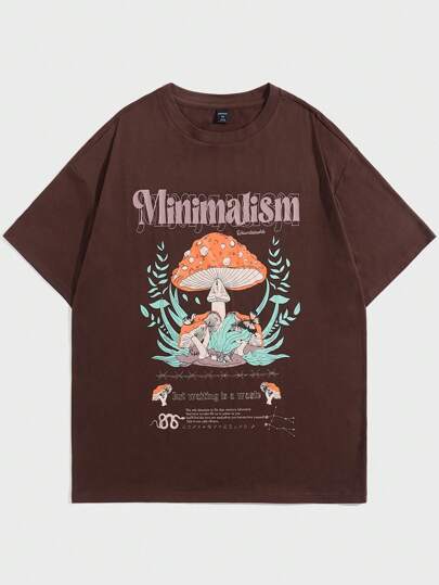 Street Life تي شيرت فطر & بطباعة أحرف للشباب