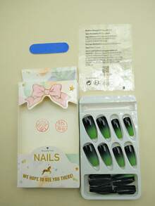 提升你風格帶24入組長款棺材漸層全覆蓋假指甲套裝 - 彩色 - 查看 3