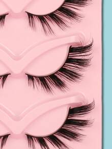 假睫毛,5雙貓眼假睫毛假睫毛條斜飛行螺旋拉長睫毛用於派對俱樂部 - 黑色 - 查看 5