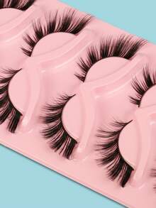 假睫毛,5雙貓眼假睫毛假睫毛條斜飛行螺旋拉長睫毛用於派對俱樂部 - 黑色 - 查看 6