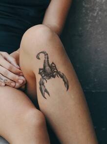 1 miếng dán hình xăm tạm thời hình con bọ cạp đen ở cổ tay - màu đen - Xem 1