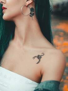 1 miếng dán hình xăm tạm thời hình con bọ cạp đen ở cổ tay - màu đen - Xem 2