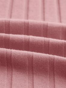 SHEIN Privé 素色木耳邊抹胸緊身連衣裙 - 淺粉色 - 查看 3