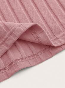 SHEIN Privé 素色木耳邊抹胸緊身連衣裙 - 淺粉色 - 查看 4