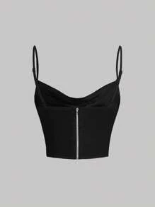 SHEIN MOD 人像圖案緊身吊帶 - 黑色 - 查看 2