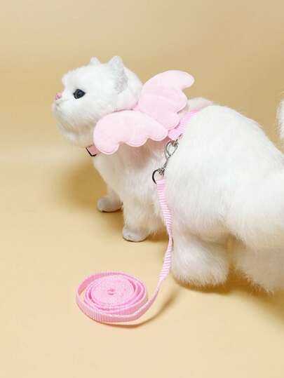 Correa para gato con cuerda de tracción trasera y pecho con decoración de ala de Ángel, correa para mascota con forma de letra para perro y gato, antiescapada, 1 pieza