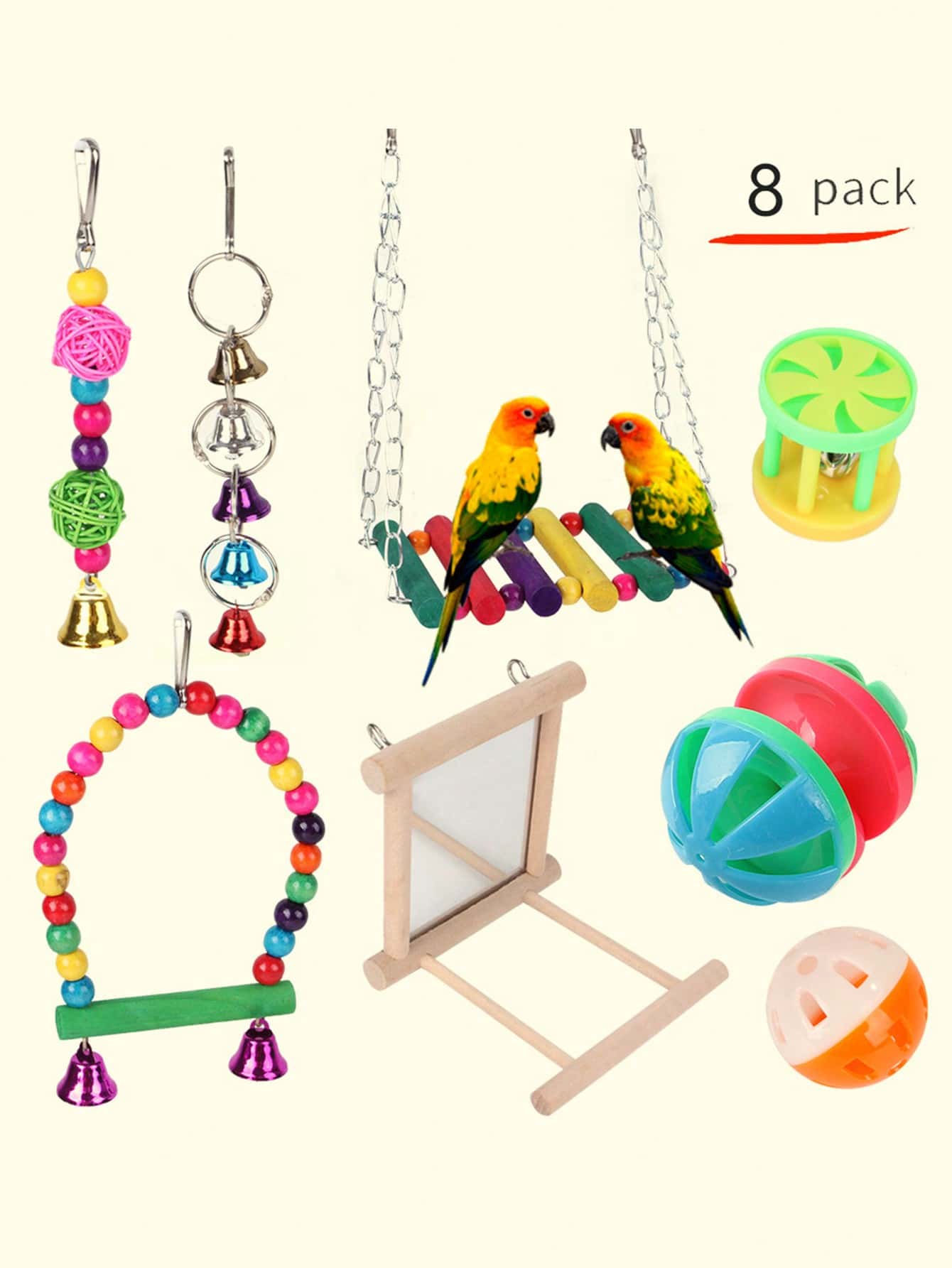 1套混色小鳥玩具適用於鳥適用於玩 - 彩色 - 查看 1