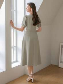 DAZY Đầm Xù Trọn gói màu trơn Thanh lịch - màu xanh lá - Xem 3