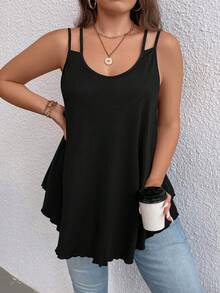 SHEIN LUNE Plus Solid Tank Top - Black - View 6