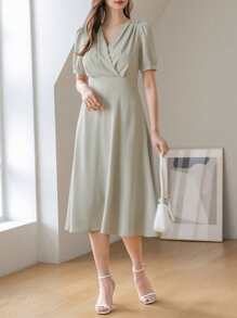 DAZY Đầm Xù Trọn gói màu trơn Thanh lịch - màu xanh lá - Xem 4