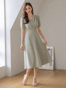 DAZY Đầm Xù Trọn gói màu trơn Thanh lịch - màu xanh lá - Xem 6