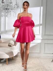 Firerie Đầm Lộ Lưng Buộc lại Dây kéo màu trơn Thanh lịch - Màu Hồng Tươi - Xem 7