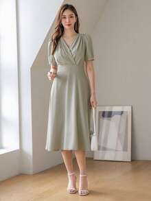 DAZY Đầm Xù Trọn gói màu trơn Thanh lịch - màu xanh lá - Xem 7