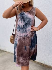 SHEIN LUNE 大碼紮染背心連衣裙 - 彩色 - 查看 3