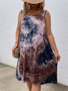 SHEIN LUNE 大碼紮染背心連衣裙 - 彩色 - 查看 4